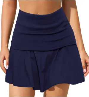 Women's Plain Pleated Skirt Women's Sports Waistband Skirt A Line Leopard Midi Skirt