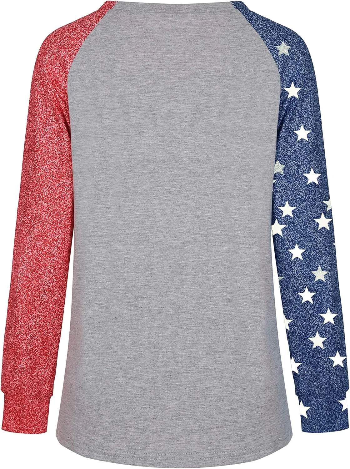 Womens Star Print Colorblock Shirt Long Sleeve American Flag 4th of July Pullvoer Blouse Tops