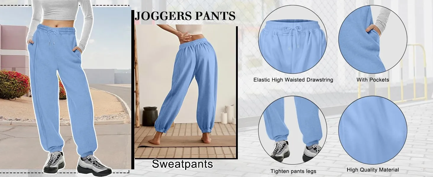 Womens Sweatpants Joggers Elastic High Waist Drawstring Lightweight Office Pants Slim Fit Trousers with Pocket 2024