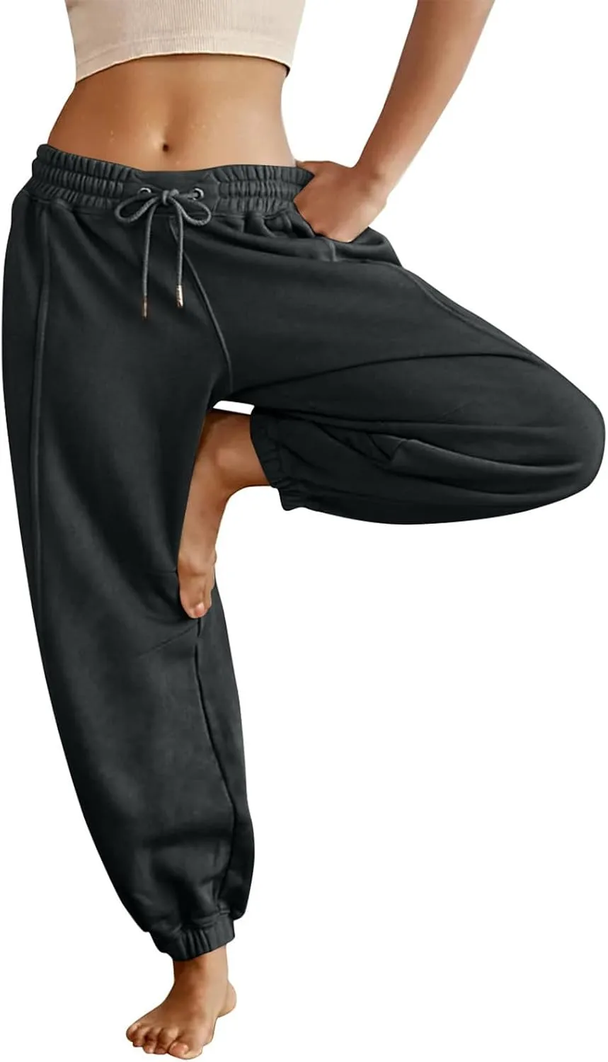Womens Sweatpants Joggers Elastic High Waist Drawstring Lightweight Office Pants Slim Fit Trousers with Pocket 2024