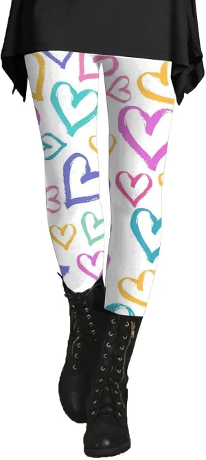 Women's Valentine's Day Yoga Pants Women's Autumn and Winter Leggings Artistic Splash Printed Workout Leggings for