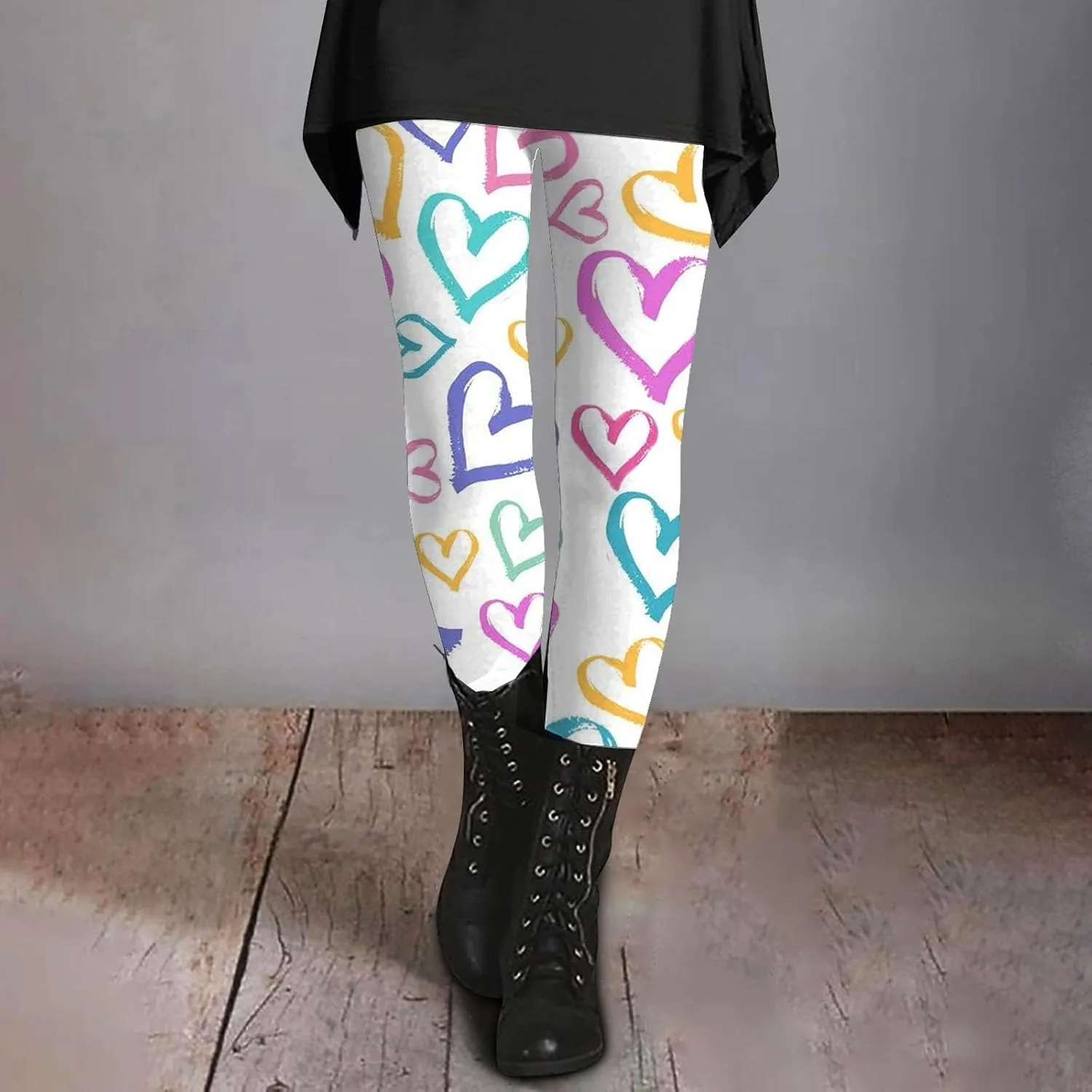 Women's Valentine's Day Yoga Pants Women's Autumn and Winter Leggings Artistic Splash Printed Workout Leggings for
