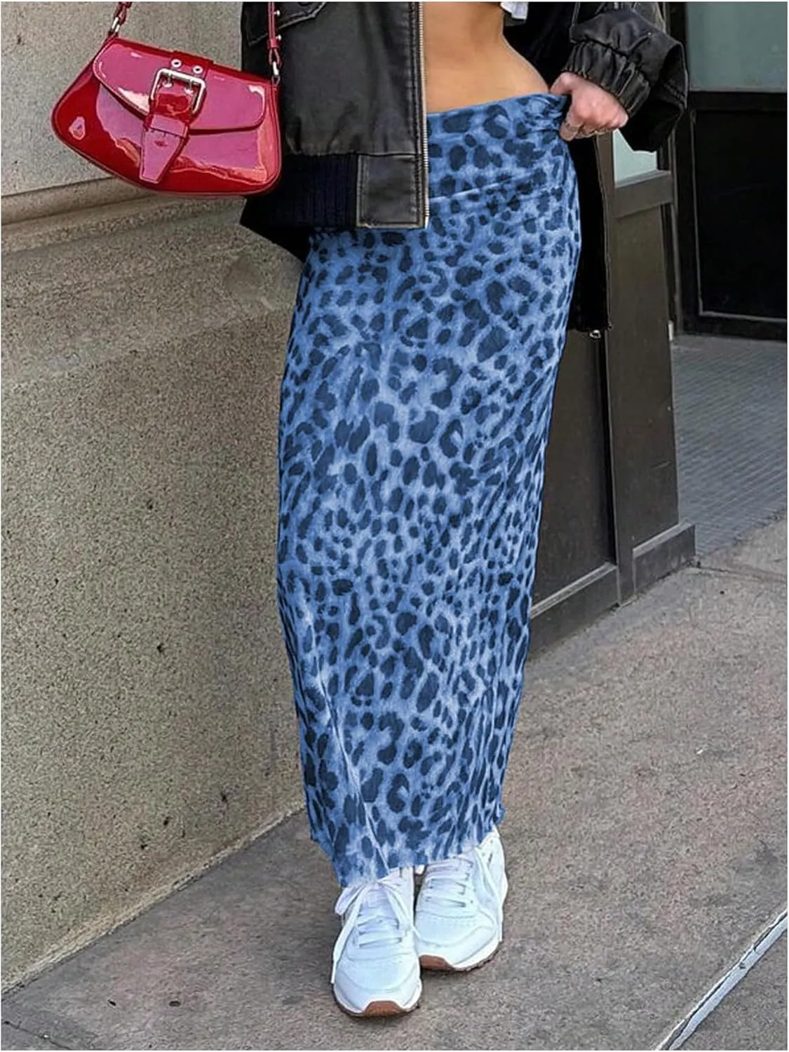 Women's Y2K Leopard Print Skirts Ruched Side Slit Maxi Skirt Mesh Sheer High Waisted Long Skirt Cheetah Bodycon Skirt