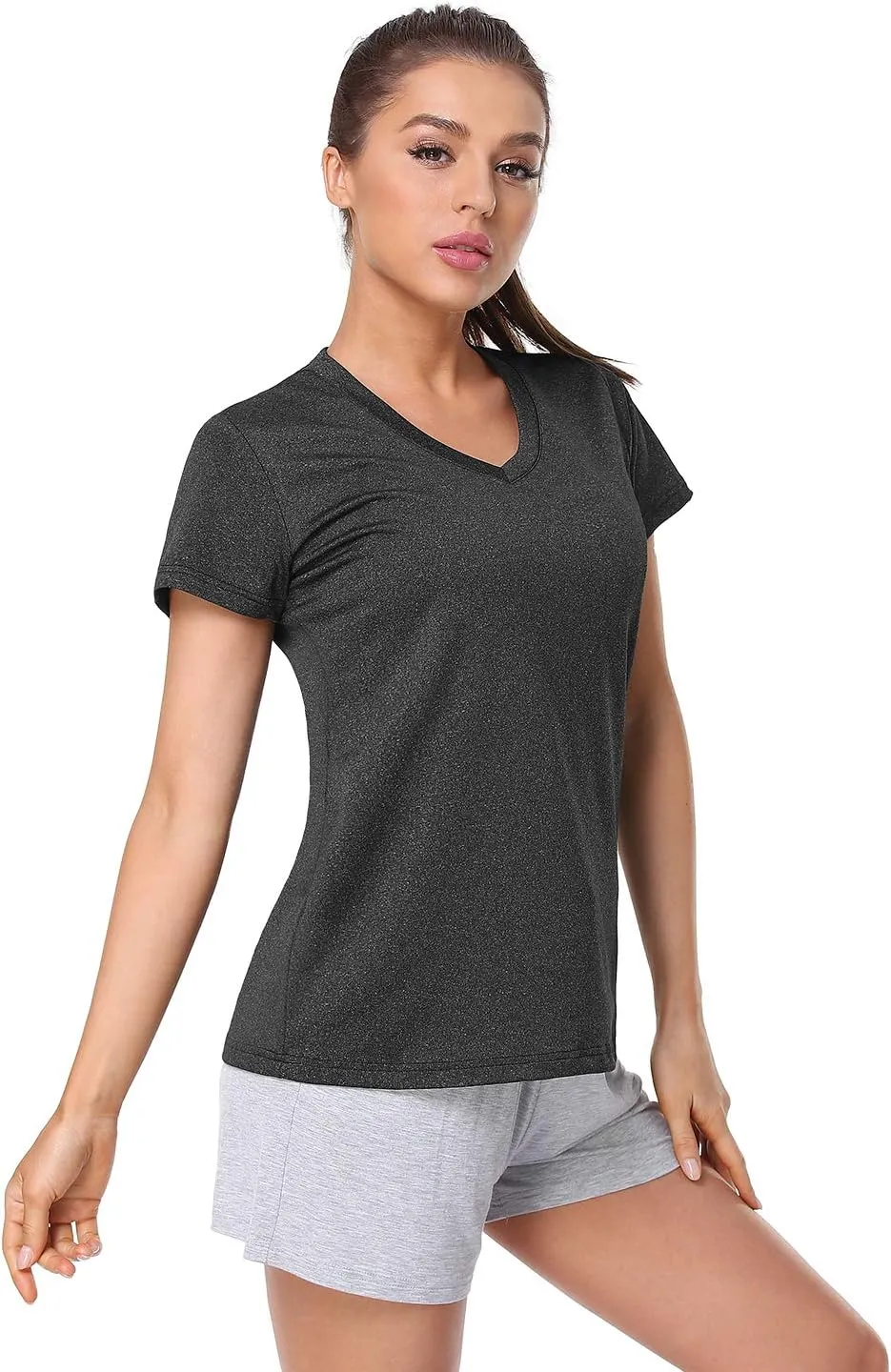 Xelky 3-4 Pack Women's Dry Fit Tshirt Short Sleeve Moisture Wicking Athletic Shirts Sport Activewear Tee V Neck Workout Top