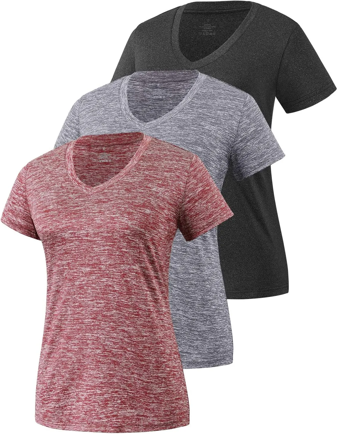 Xelky 3-4 Pack Women's Dry Fit Tshirt Short Sleeve Moisture Wicking Athletic Shirts Sport Activewear Tee V Neck Workout Top