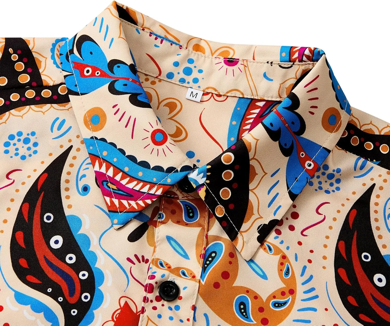Zando Mens 70s Disco Shirt Retro Casual Button Down Disco Outfit Men Floral Vintage Long Sleeve Hip Hop Party Outfit Shirt