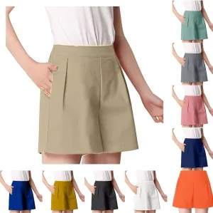 ZDRZK Shorts for Women High Waisted Pleated Business Casual Bermuda Shorts Plus Size Loose Fit Trouser Shorts with Pockets