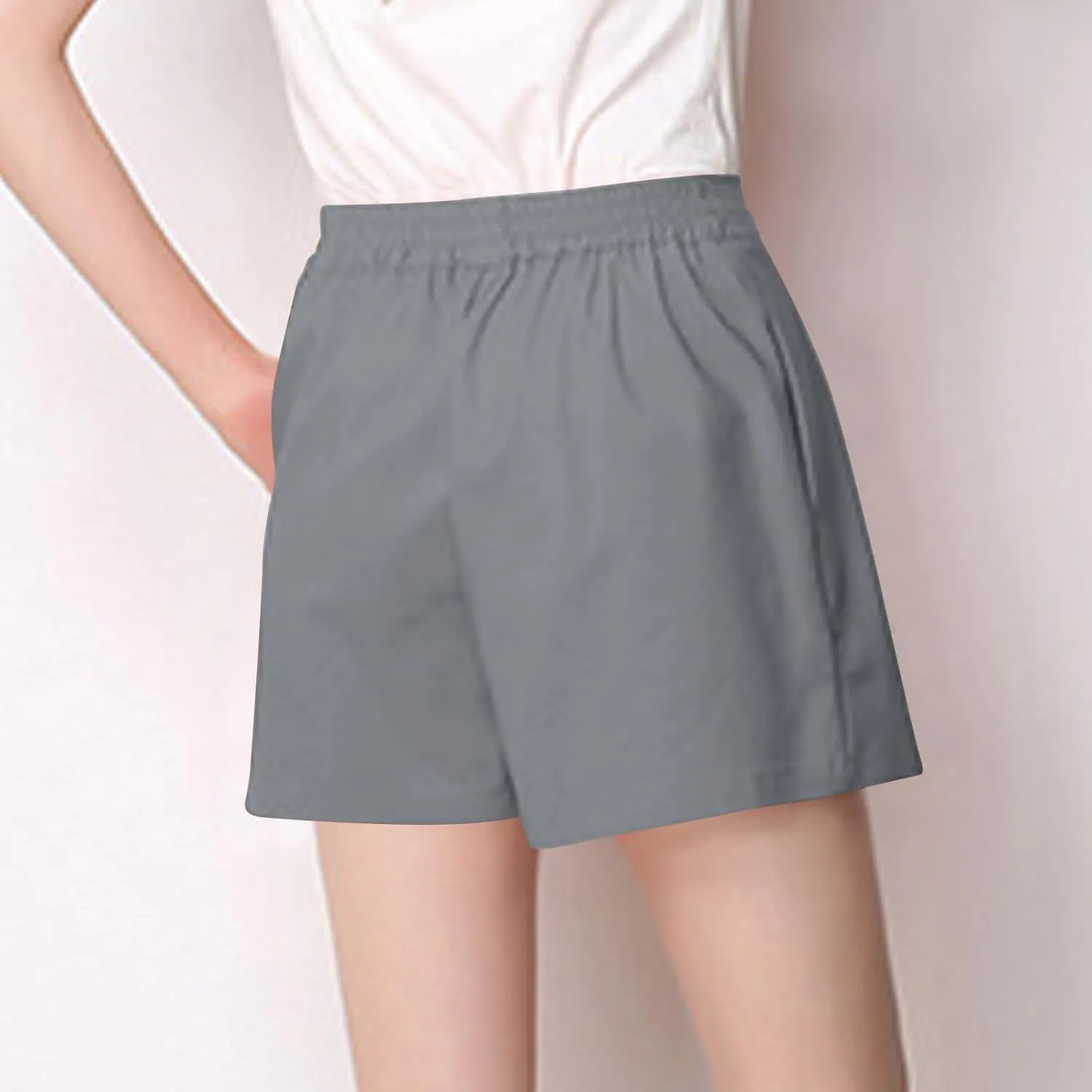 ZDRZK Shorts for Women High Waisted Pleated Business Casual Bermuda Shorts Plus Size Loose Fit Trouser Shorts with Pockets